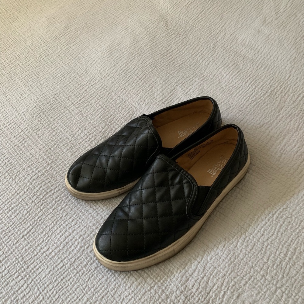 Brash Black Quilted Slip ons